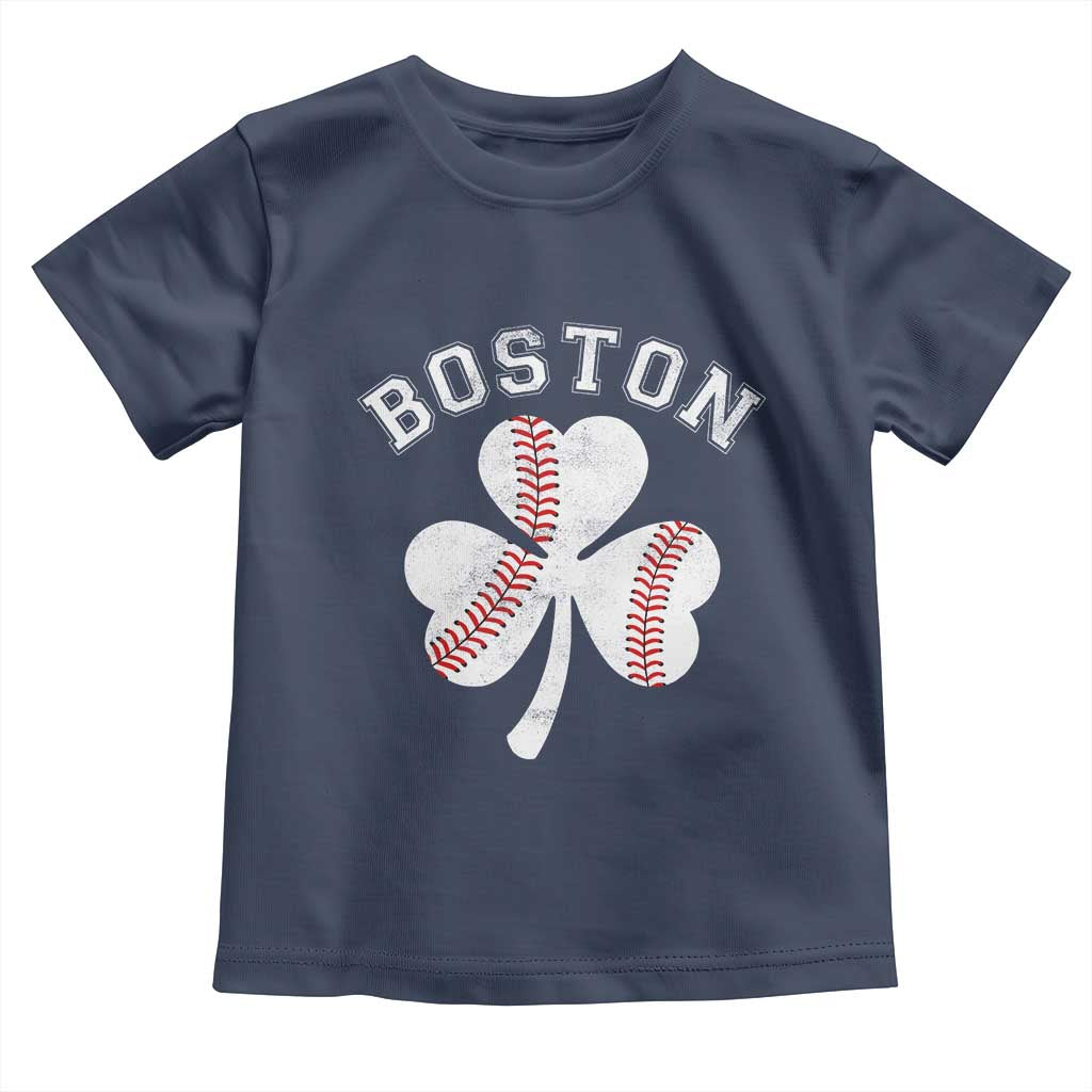 Funny Boston St Patricks Day Baseball Shamrock Toddler T Shirt TS11 Navy Print Your Wear