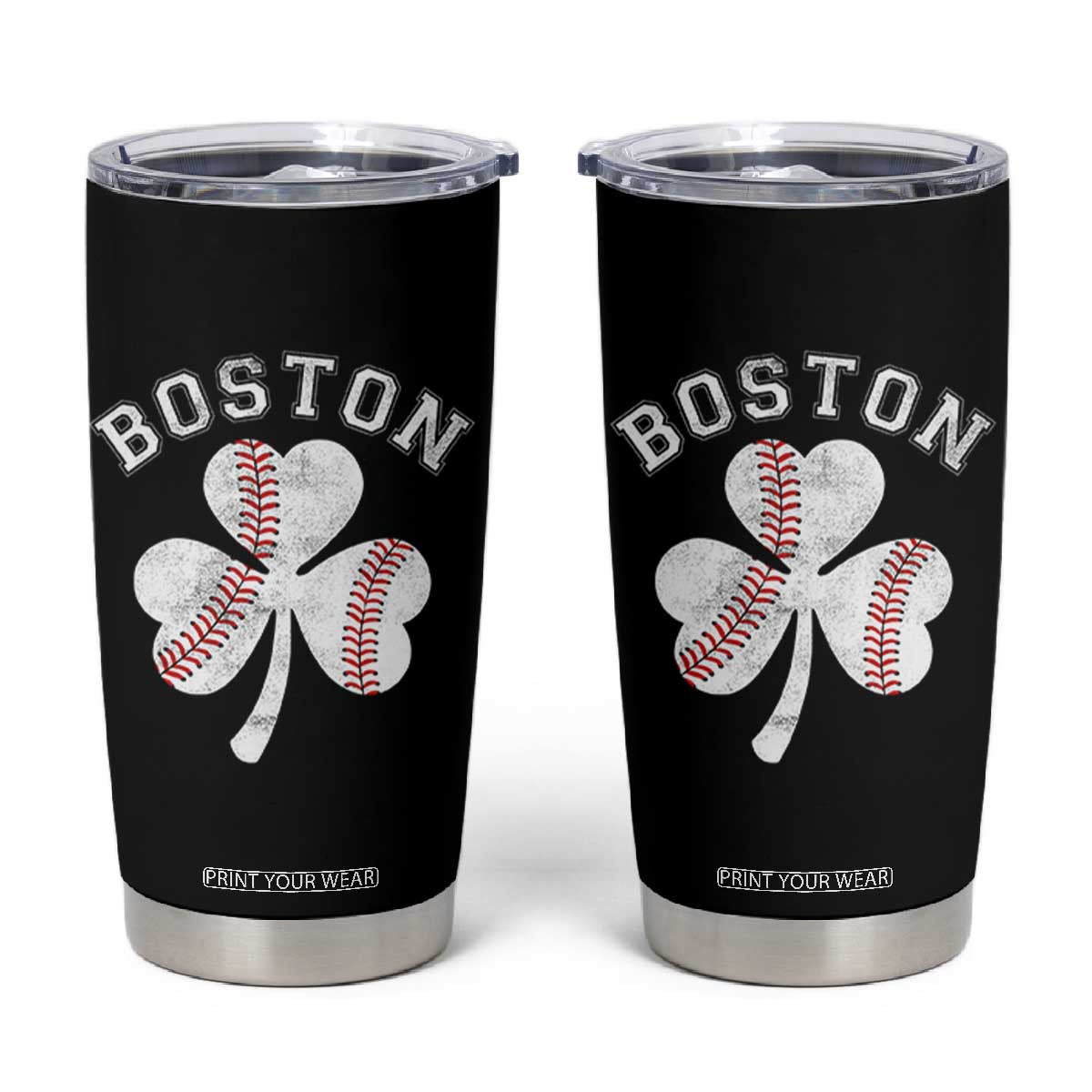 Funny Boston St Patricks Day Baseball Shamrock Tumbler Cup TS11 Black Print Your Wear