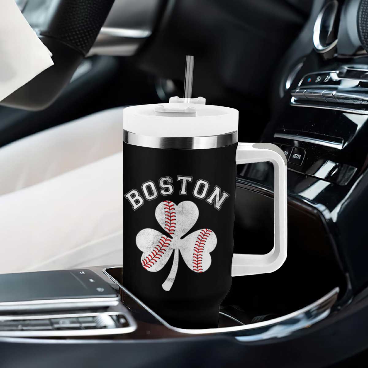 Funny Boston St Patricks Day Baseball Shamrock Tumbler With Handle TS11 Print Your Wear
