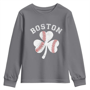 Funny Boston St Patricks Day Baseball Shamrock Youth Sweatshirt TS11 Charcoal Print Your Wear