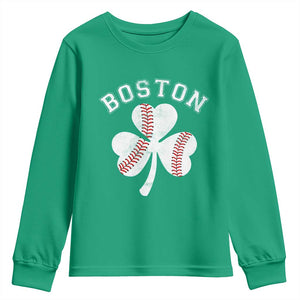 Funny Boston St Patricks Day Baseball Shamrock Youth Sweatshirt TS11 Irish Green Print Your Wear