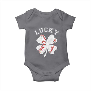 Funny Baseball Lucky Clover St Patricks Day Baby Onesie TS11 Charcoal Print Your Wear