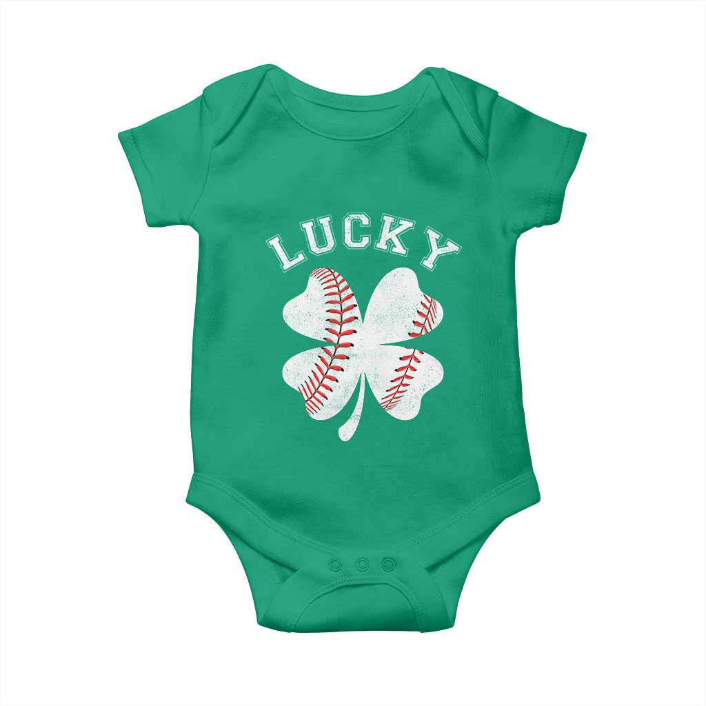 Funny Baseball Lucky Clover St Patricks Day Baby Onesie TS11 Irish Green Print Your Wear