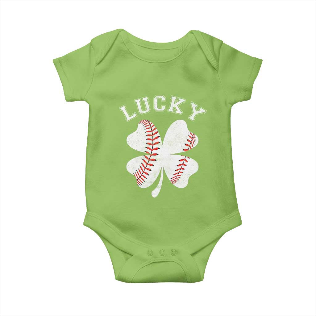 Funny Baseball Lucky Clover St Patricks Day Baby Onesie TS11 Lime Print Your Wear