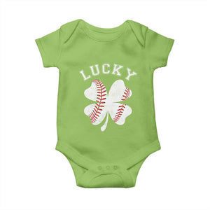 Funny Baseball Lucky Clover St Patricks Day Baby Onesie TS11 Lime Print Your Wear