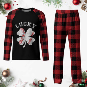 Funny Baseball Lucky Clover St Patricks Day Plaid Pajama Set TS11 Buffalo Plaid Print Your Wear