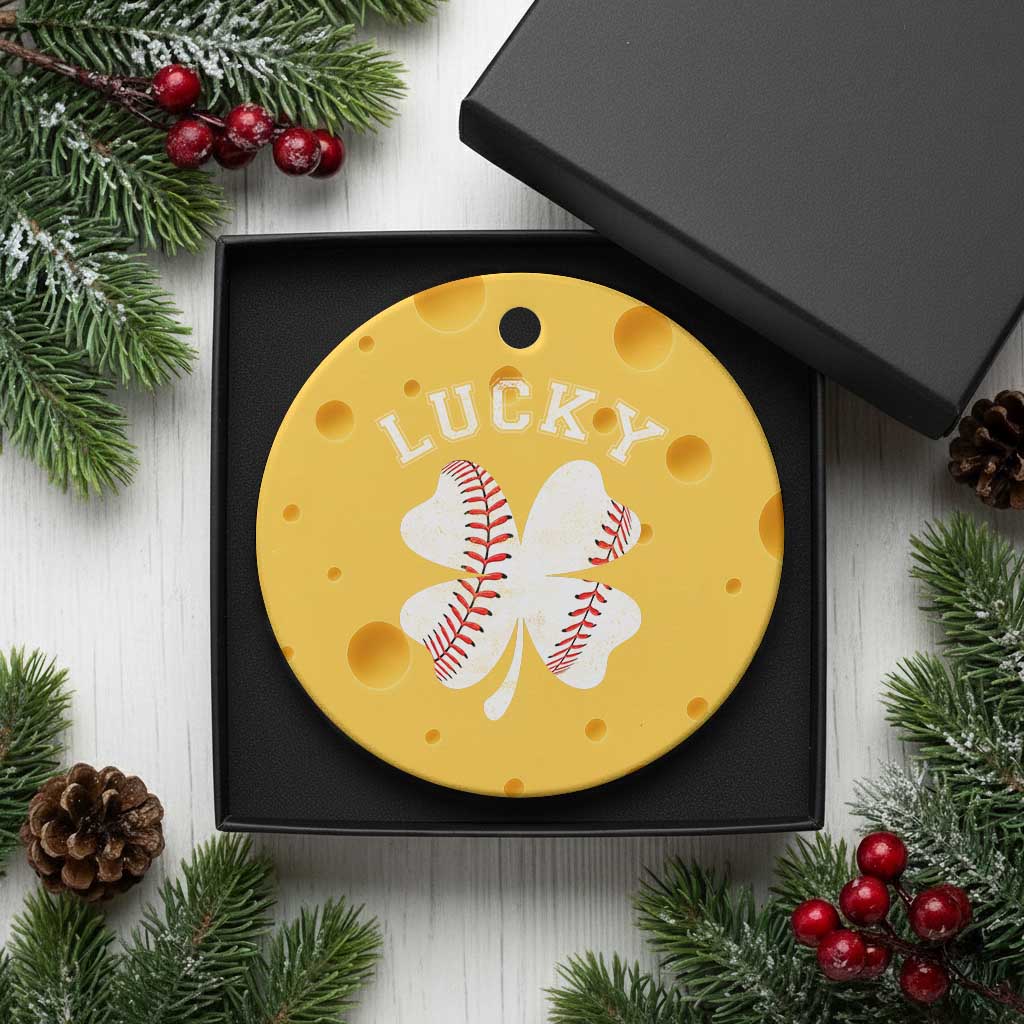 Funny Baseball Lucky Clover St Patricks Day Ceramic Ornament TS11 1pc Yellow Cheese Print Your Wear
