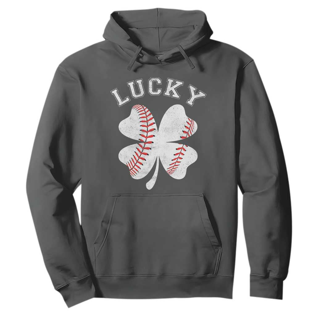 Funny Baseball Lucky Clover St Patricks Day Hoodie TS11 Dark Heather Print Your Wear