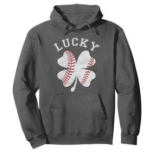 Funny Baseball Lucky Clover St Patricks Day Hoodie TS11 Dark Heather Print Your Wear