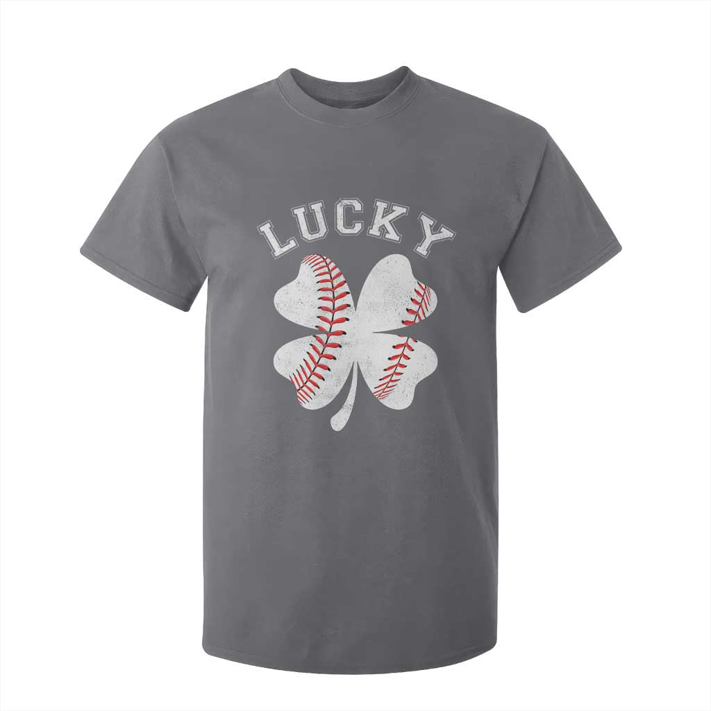 Funny Baseball Lucky Clover St Patricks Day T Shirt For Kid TS11 Charcoal Print Your Wear
