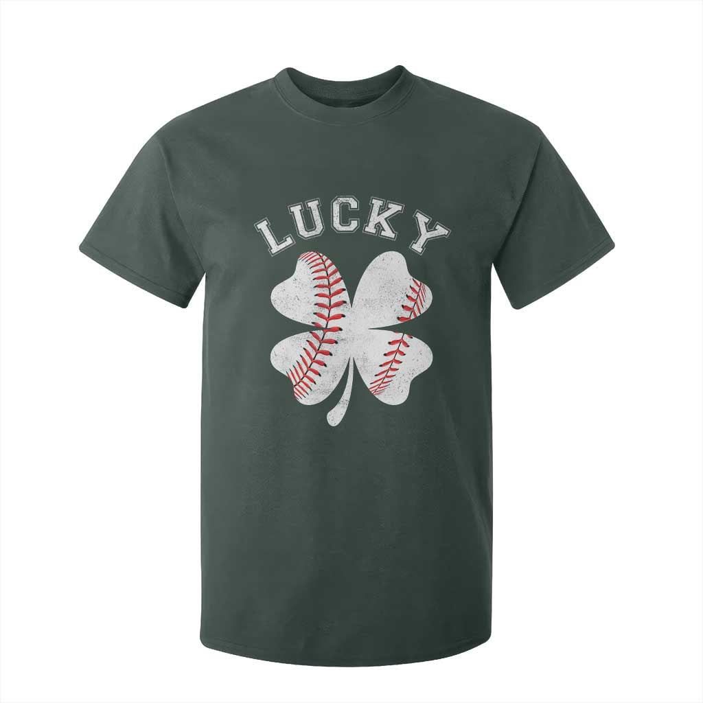 Funny Baseball Lucky Clover St Patricks Day T Shirt For Kid TS11 Dark Forest Green Print Your Wear