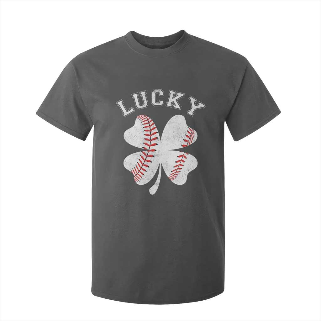 Funny Baseball Lucky Clover St Patricks Day T Shirt For Kid TS11 Dark Heather Print Your Wear