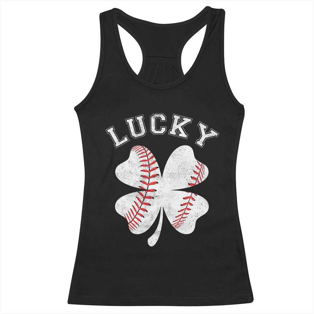 Funny Baseball Lucky Clover St Patricks Day Racerback Tank Top TS11 Black Print Your Wear
