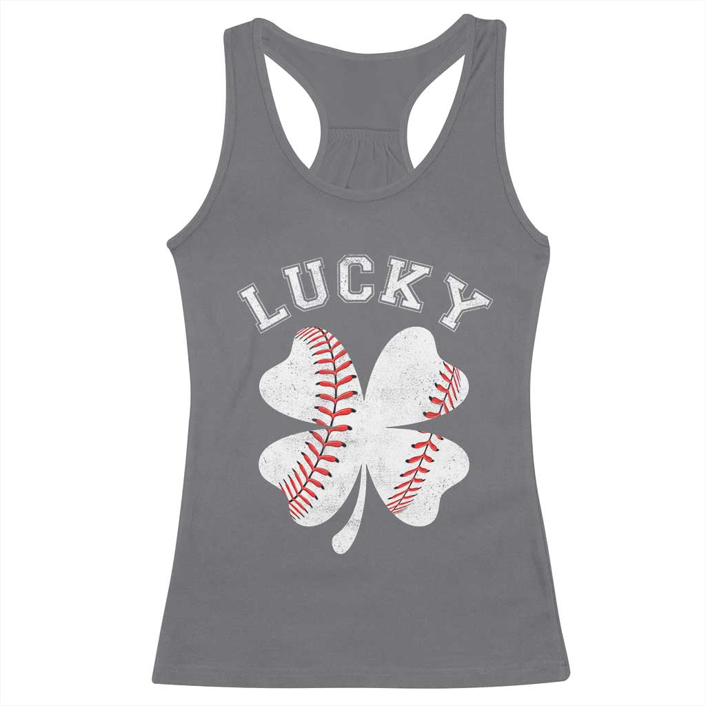Funny Baseball Lucky Clover St Patricks Day Racerback Tank Top TS11 Charcoal Print Your Wear