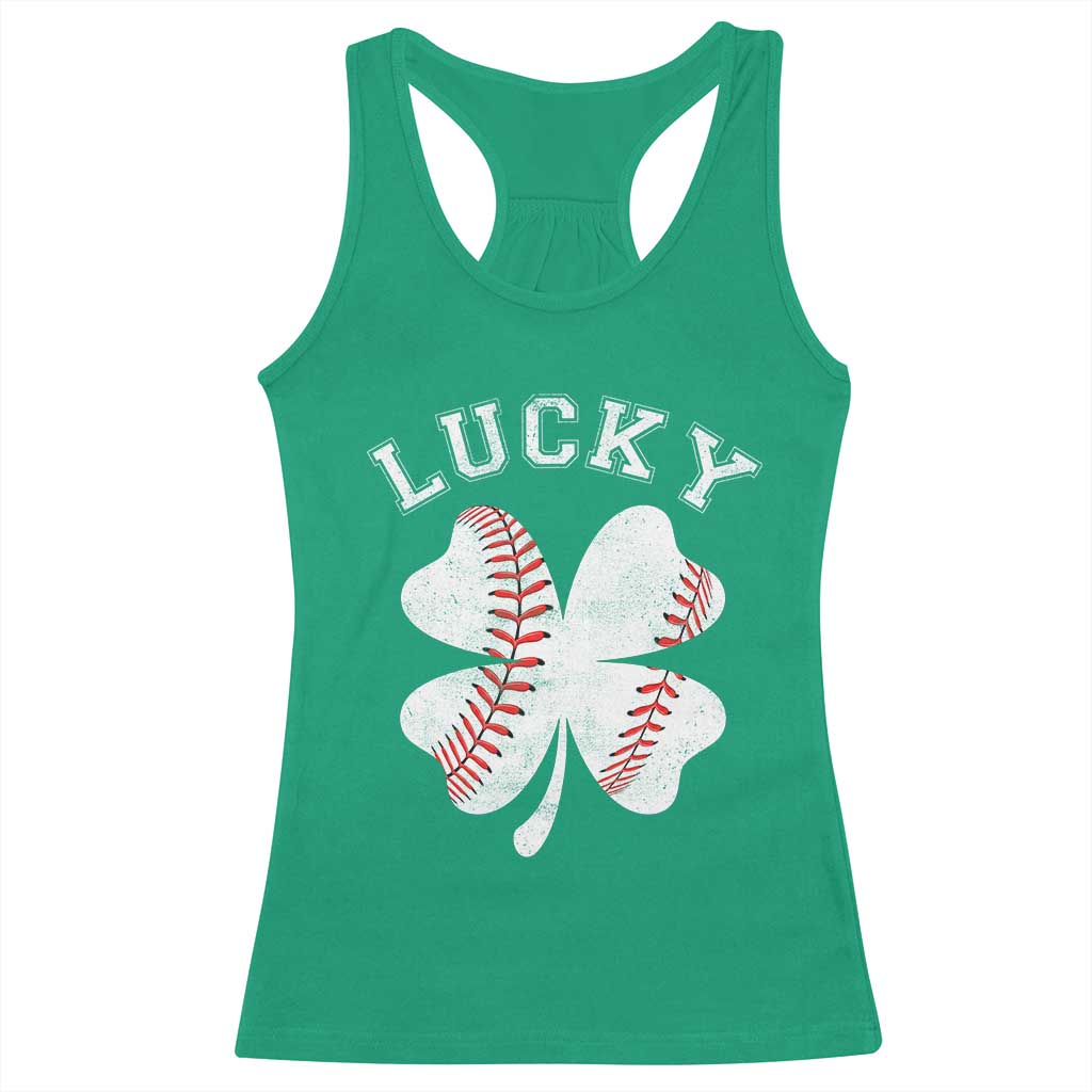Funny Baseball Lucky Clover St Patricks Day Racerback Tank Top TS11 Irish Green Print Your Wear