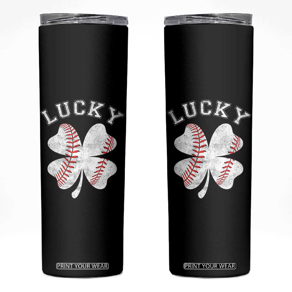 Funny Baseball Lucky Clover St Patricks Day Skinny Tumbler TS11 Black Print Your Wear