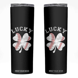 Funny Baseball Lucky Clover St Patricks Day Skinny Tumbler TS11 Black Print Your Wear
