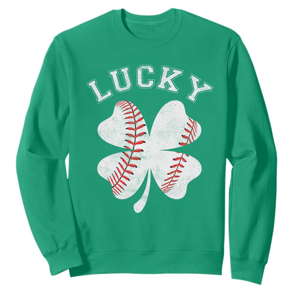 Funny Baseball Lucky Clover St Patricks Day Sweatshirt TS11 Irish Green Print Your Wear