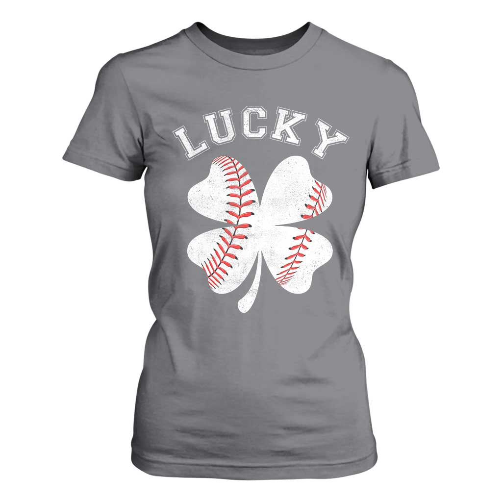 Funny Baseball Lucky Clover St Patricks Day T Shirt For Women TS11 Charcoal Print Your Wear