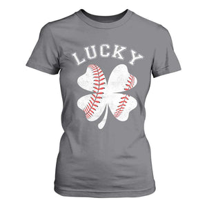 Funny Baseball Lucky Clover St Patricks Day T Shirt For Women TS11 Charcoal Print Your Wear