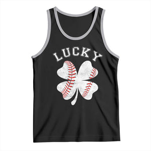 Funny Baseball Lucky Clover St Patricks Day Tank Top TS11 Black Athletic Heather Print Your Wear