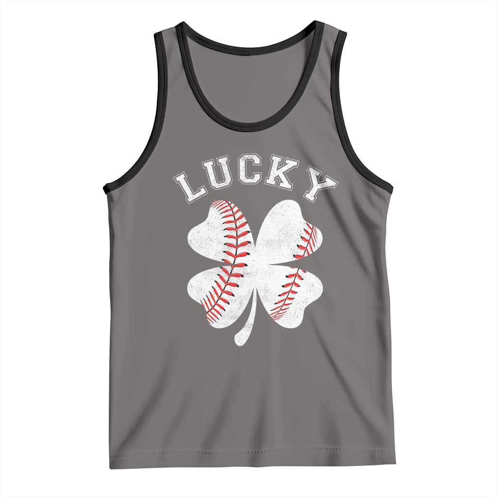 Funny Baseball Lucky Clover St Patricks Day Tank Top TS11 Deep Heather Black Print Your Wear