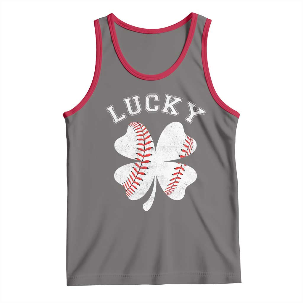 Funny Baseball Lucky Clover St Patricks Day Tank Top TS11 Deep Heather Red Print Your Wear