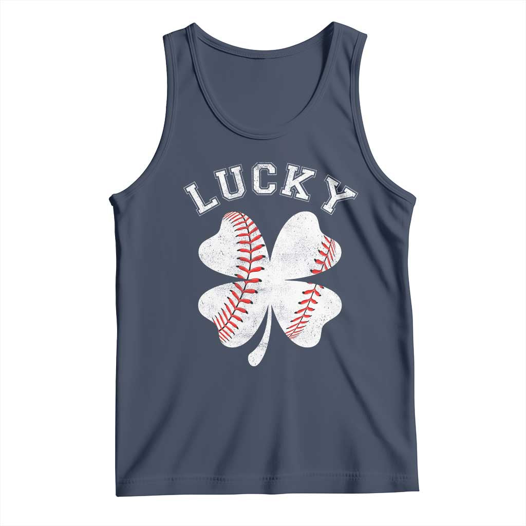 Funny Baseball Lucky Clover St Patricks Day Tank Top TS11 Navy Print Your Wear