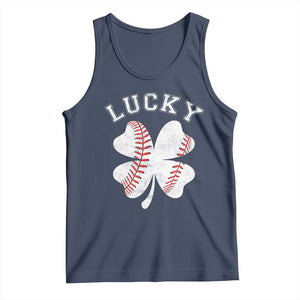 Funny Baseball Lucky Clover St Patricks Day Tank Top TS11 Navy Print Your Wear