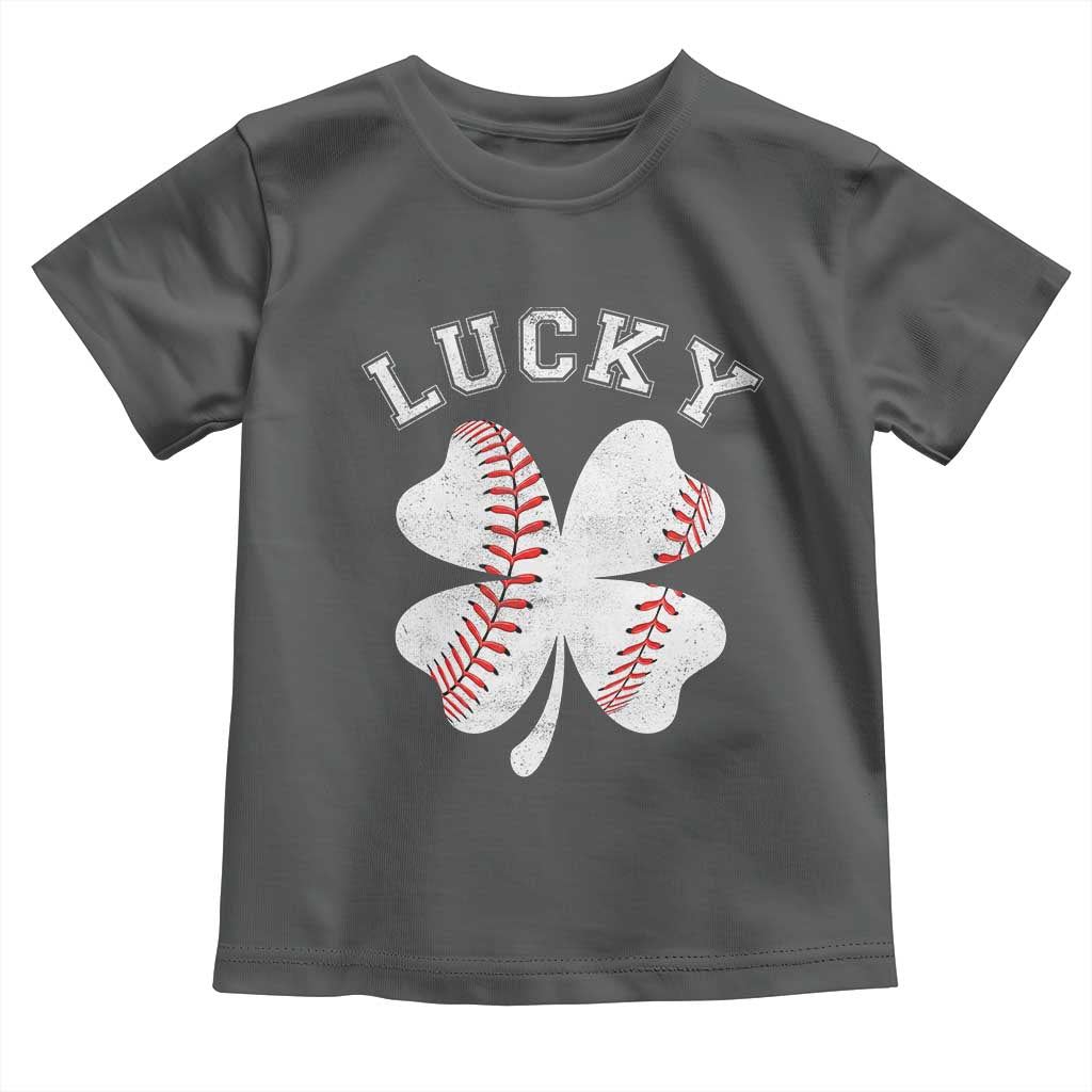 Funny Baseball Lucky Clover St Patricks Day Toddler T Shirt TS11 Dark Heather Print Your Wear