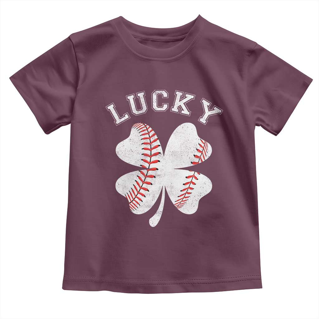 Funny Baseball Lucky Clover St Patricks Day Toddler T Shirt TS11 Maroon Print Your Wear