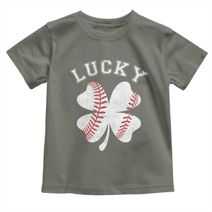 Funny Baseball Lucky Clover St Patricks Day Toddler T Shirt TS11 Military Green Print Your Wear