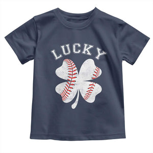 Funny Baseball Lucky Clover St Patricks Day Toddler T Shirt TS11 Navy Print Your Wear