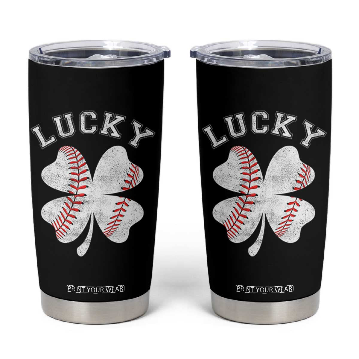 Funny Baseball Lucky Clover St Patricks Day Tumbler Cup TS11 Black Print Your Wear