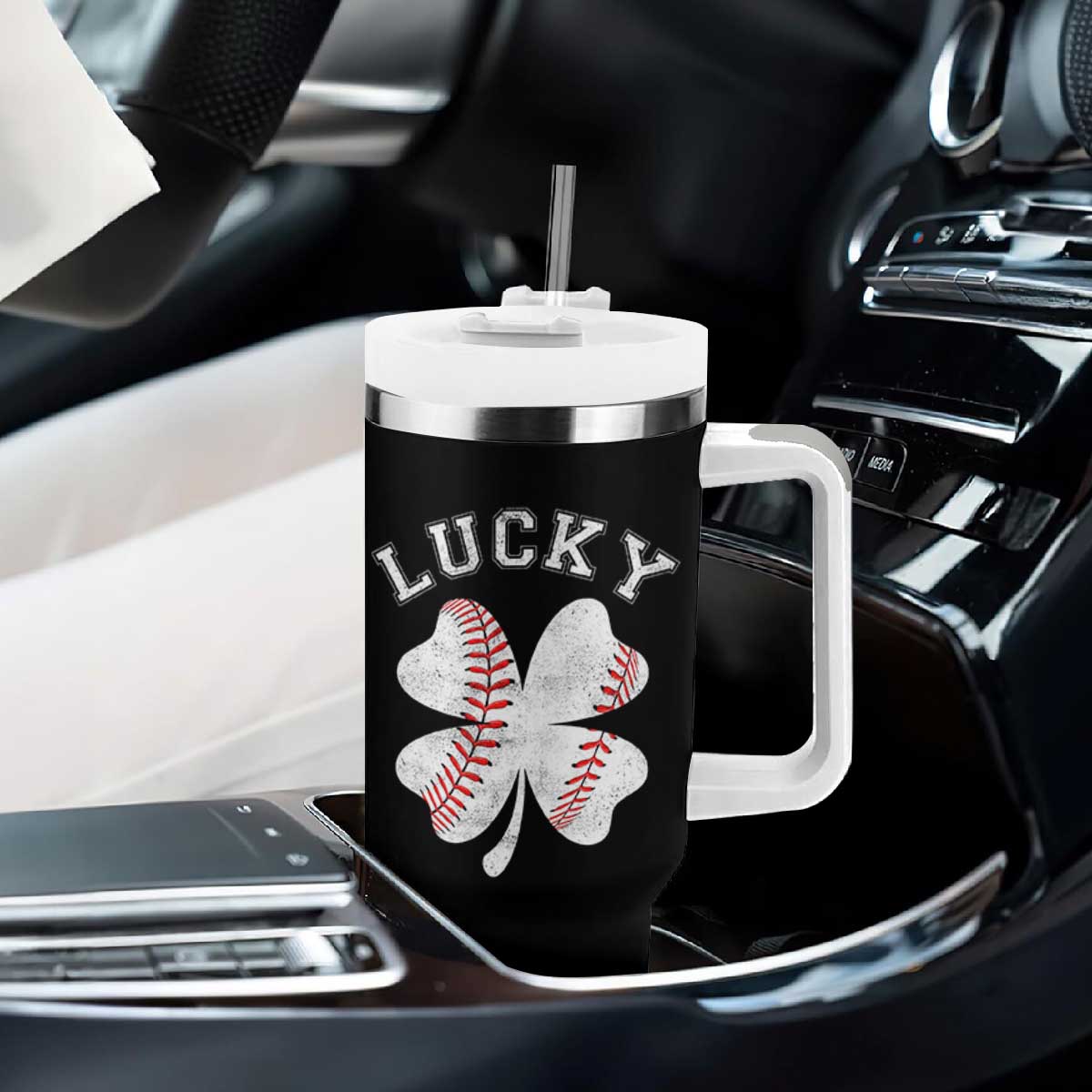 Funny Baseball Lucky Clover St Patricks Day Tumbler With Handle TS11 Print Your Wear