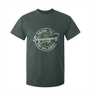 Prone To Shenanigans And Malarkey T Shirt For Kid Funny St Patricks Day Irish Shamrock TS11 Dark Forest Green Print Your Wear