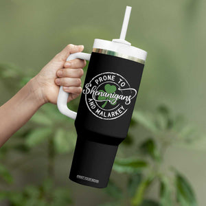 Prone To Shenanigans And Malarkey Tumbler With Handle Funny St Patricks Day Irish Shamrock TS11 Print Your Wear