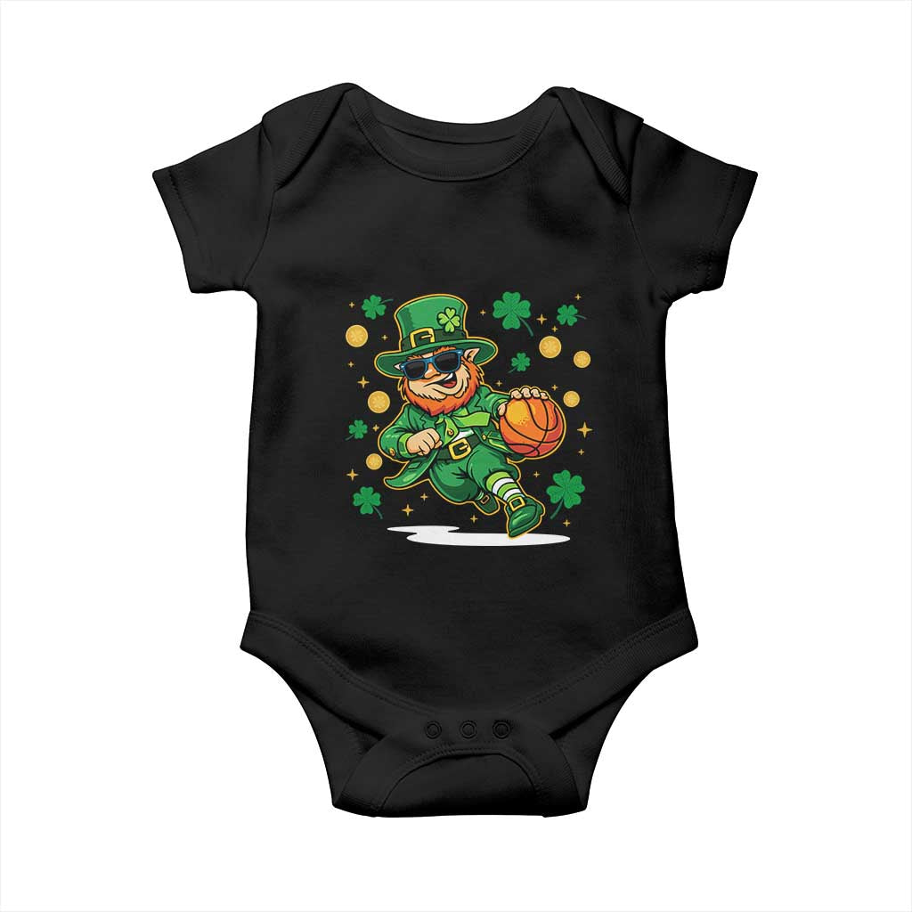 Leprechaun Basketball St Patricks Day Sport Lover Baby Onesie TS11 Black Print Your Wear