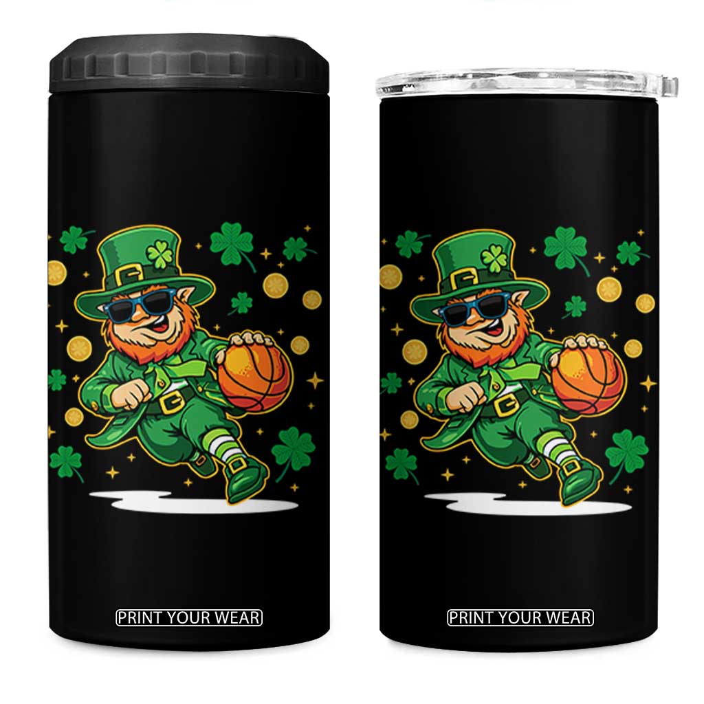Leprechaun Basketball St Patricks Day Sport Lover 4 in 1 Can Cooler Tumbler TS11 One Size: 16 oz Black Print Your Wear