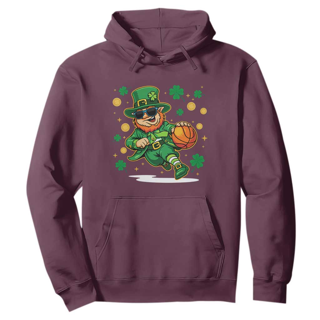 Leprechaun Basketball St Patricks Day Sport Lover Hoodie TS11 Maroon Print Your Wear