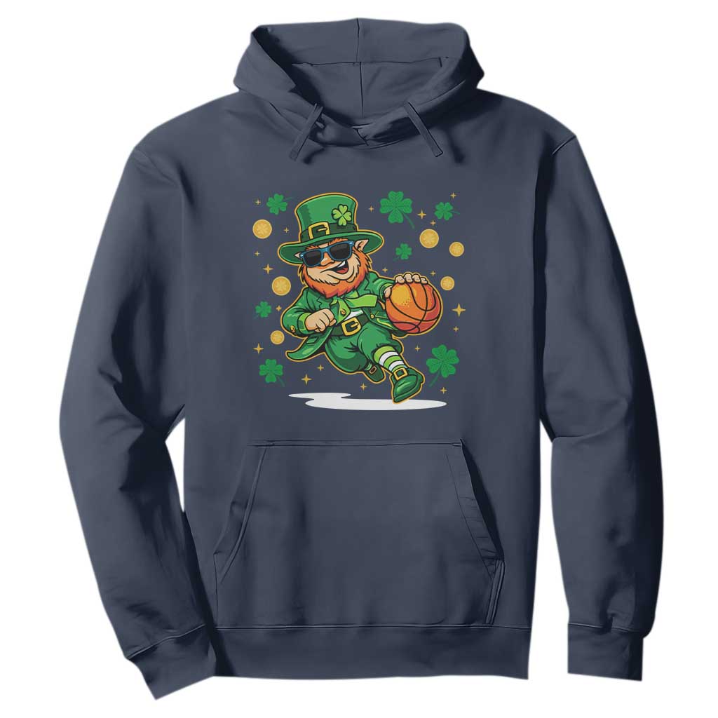 Leprechaun Basketball St Patricks Day Sport Lover Hoodie TS11 Navy Print Your Wear