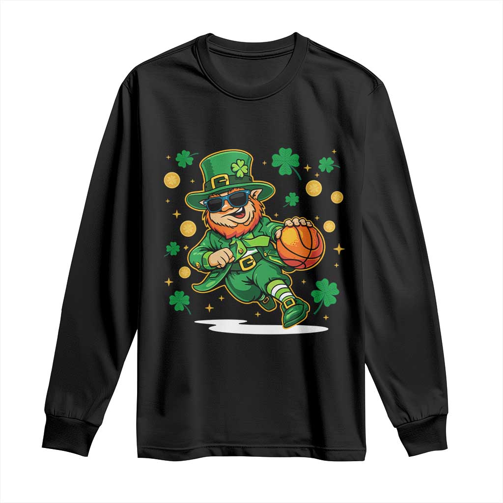 Leprechaun Basketball St Patricks Day Sport Lover Long Sleeve Shirt TS11 Black Print Your Wear