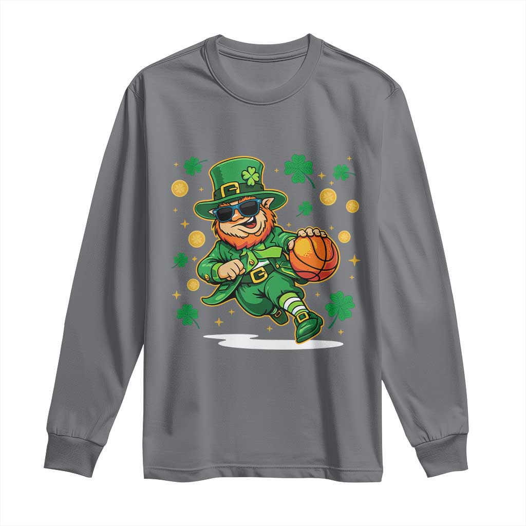 Leprechaun Basketball St Patricks Day Sport Lover Long Sleeve Shirt TS11 Charcoal Print Your Wear