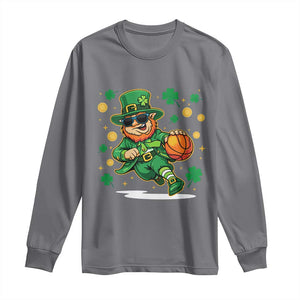 Leprechaun Basketball St Patricks Day Sport Lover Long Sleeve Shirt TS11 Charcoal Print Your Wear