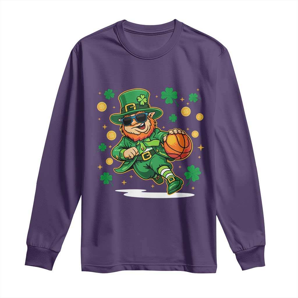 Leprechaun Basketball St Patricks Day Sport Lover Long Sleeve Shirt TS11 Purple Print Your Wear