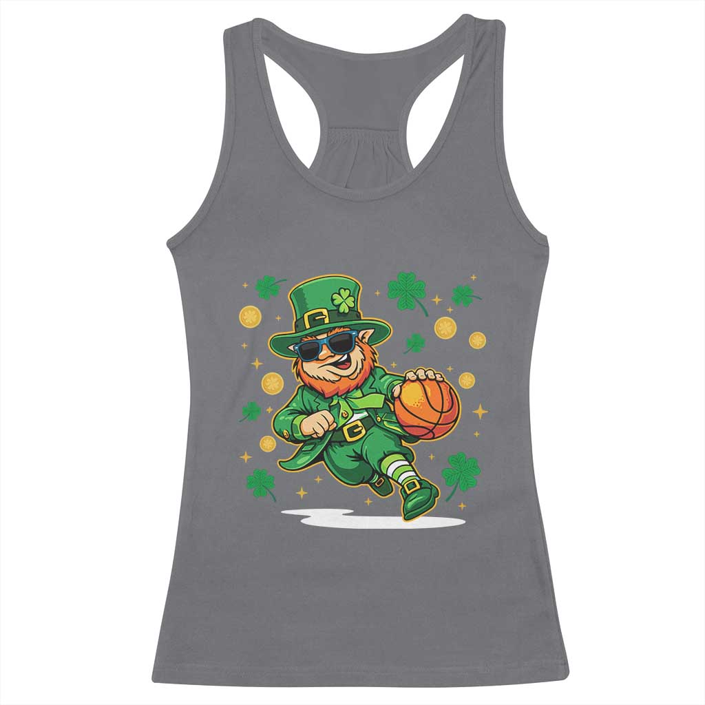 Leprechaun Basketball St Patricks Day Sport Lover Racerback Tank Top TS11 Charcoal Print Your Wear