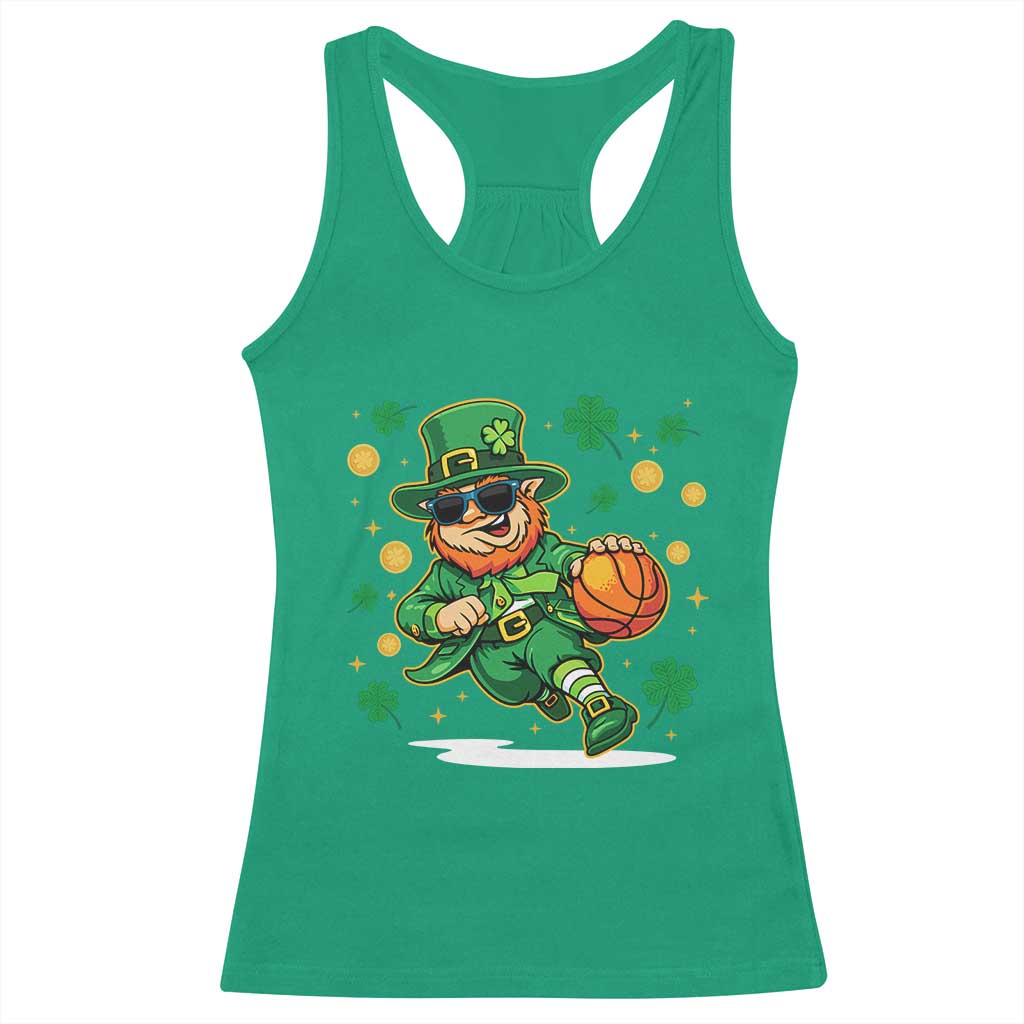 Leprechaun Basketball St Patricks Day Sport Lover Racerback Tank Top TS11 Irish Green Print Your Wear