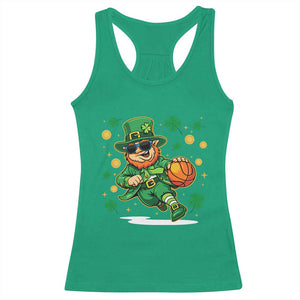 Leprechaun Basketball St Patricks Day Sport Lover Racerback Tank Top TS11 Irish Green Print Your Wear