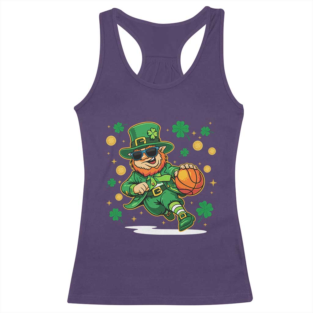 Leprechaun Basketball St Patricks Day Sport Lover Racerback Tank Top TS11 Purple Print Your Wear