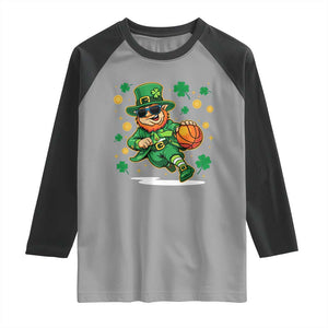 Leprechaun Basketball St Patricks Day Sport Lover Raglan Shirt TS11 Sport Gray Black Print Your Wear